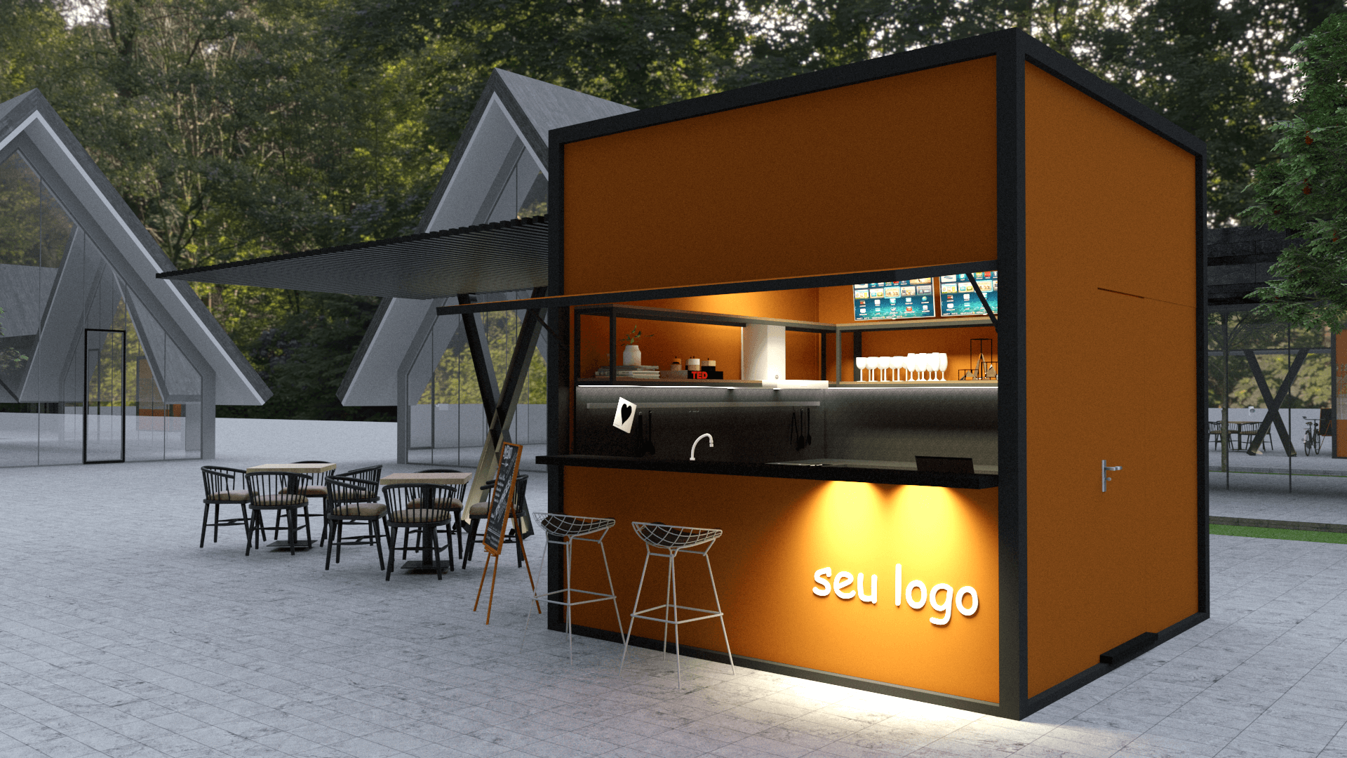 Construção modular para loja de café